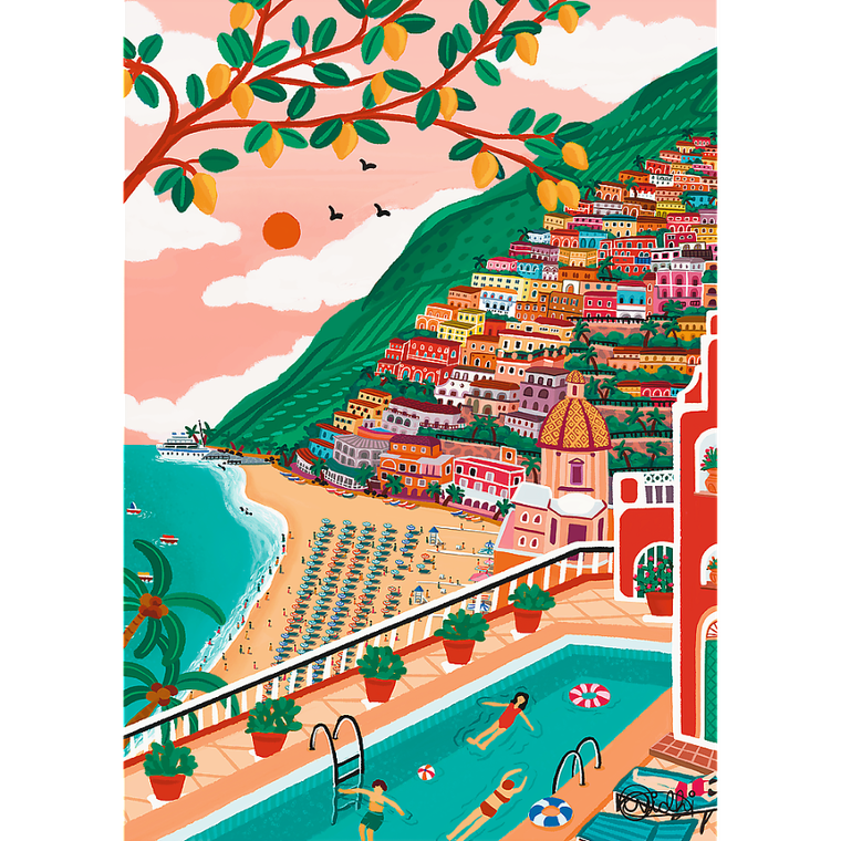Trefl, Premium Plus, The Art of Colour, Positano, Włochy, puzzle, 1000 elementów