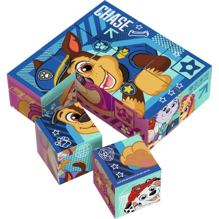 Trefl, Psi Patrol, drewniana układanka klocklowa, 9 elementów