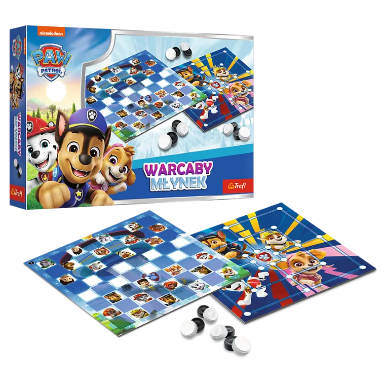 Trefl, Psi Patrol, Warcaby i Młynek, gry familijne