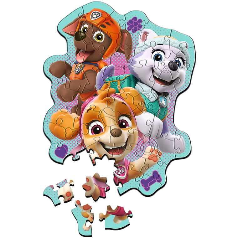 Trefl, Psi Patrol, Wesoła gromadka piesków, puzzle drewniane konturowe, 50 elementów