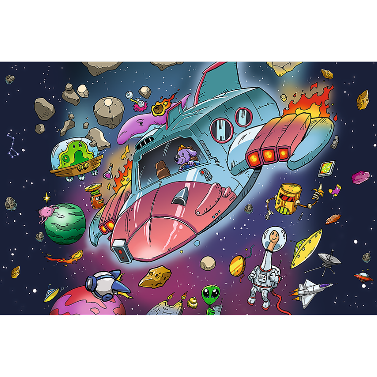 Trefl, Rodzina Treflików, Gonduś w rakiecie, puzzle, 100 elementów