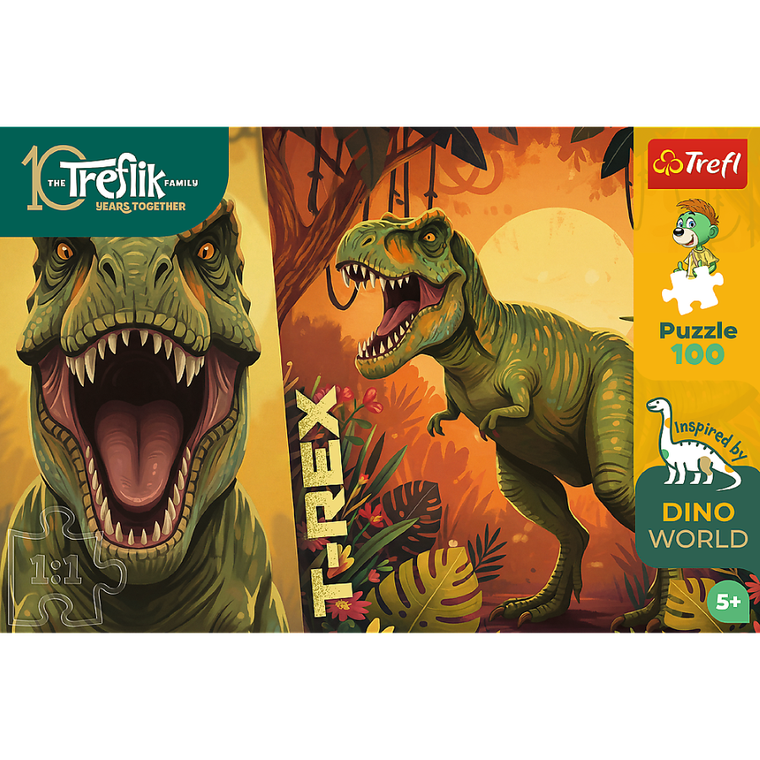 Trefl, Rodzina Treflików, Inspired By Dino World, T,Rex, puzzle, 100 elementów