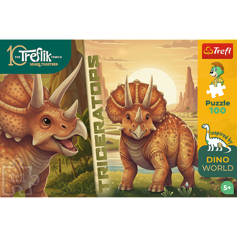 Trefl, Rodzina Treflików, Inspired By Dino World, Triceratops, puzzle, 100 elementów