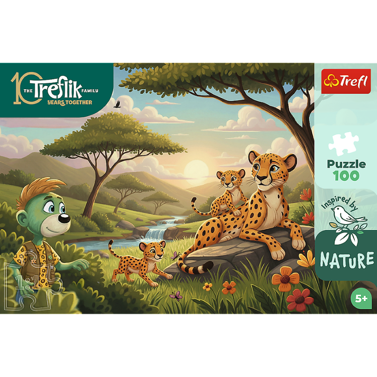 Trefl, Rodzina Treflików, Inspired By Nature, Gepardy, puzzle, 100 elementów