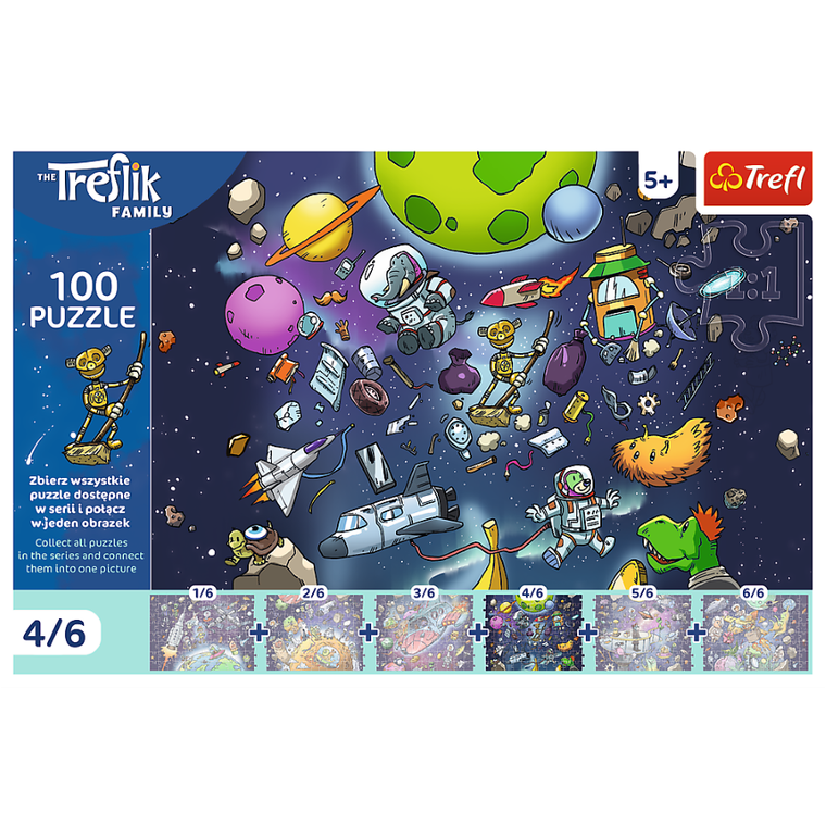Trefl, Rodzina Treflików, Robobot w kosmosie, puzzle, 100 elementów