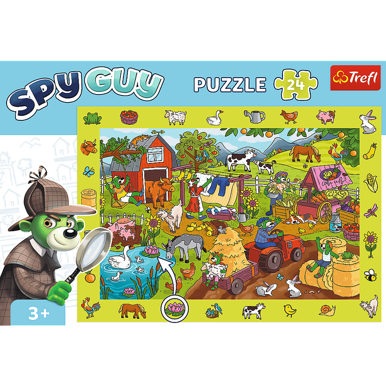 Trefl, Rodzina Treflików, Spy Guy, Farma, puzzle obserwacyjne, 24 elementy