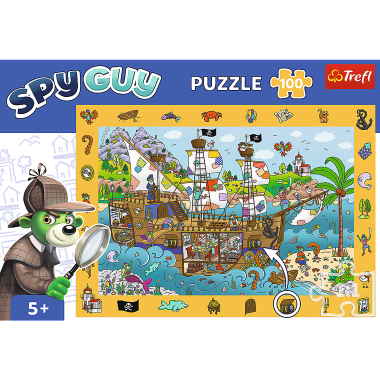 Trefl, Rodzina Treflików, Spy Guy, Statek piracki, puzzle obserwacyjne, 100 elementów