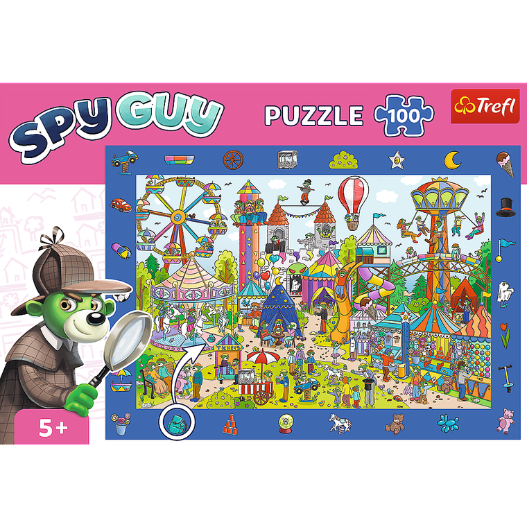 Trefl, Rodzina Treflików, Spy Guy, Wesołe miasteczko, puzzle obserwacyjne, 100 elementów