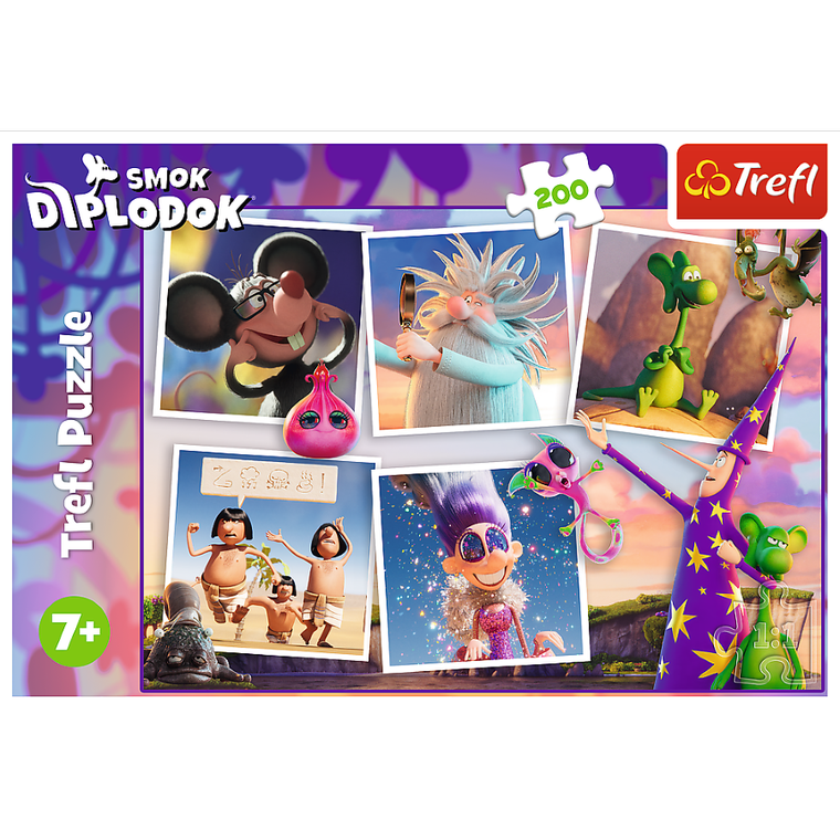 Trefl, Smok Diplodok, Przygody Smoka Diplodoka, puzzle, 200 elementów