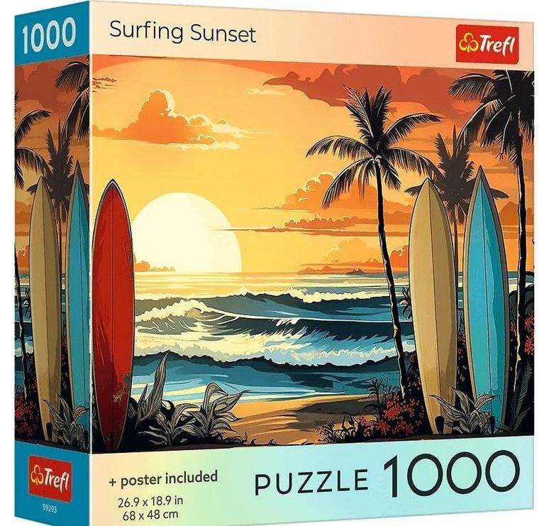 Trefl, Surfing Sunset, USA, puzzle, 1000 elementów