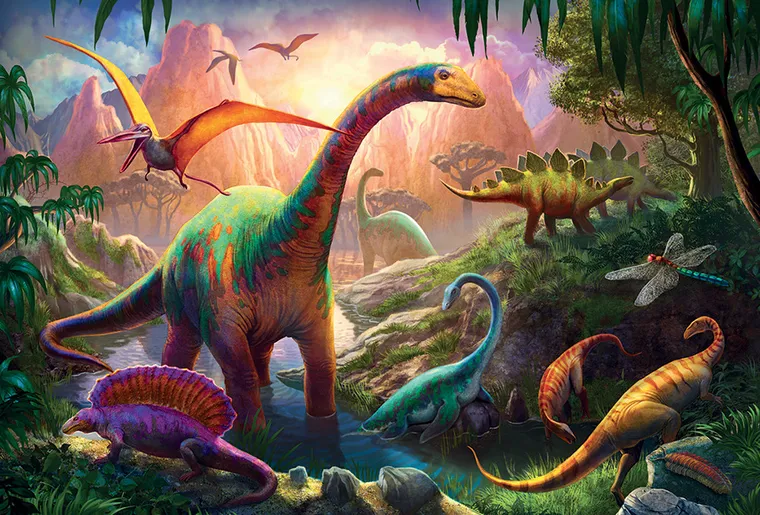 Trefl, Świat dinozaurów, puzzle, 100 elementów
