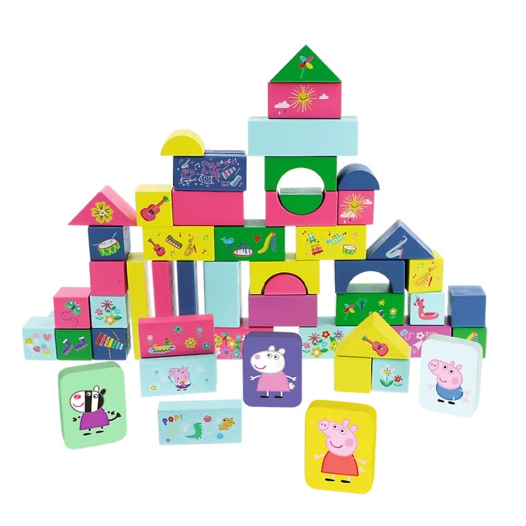 Trefl, Świnka Peppa, klocki drewniane, 54 elementy
