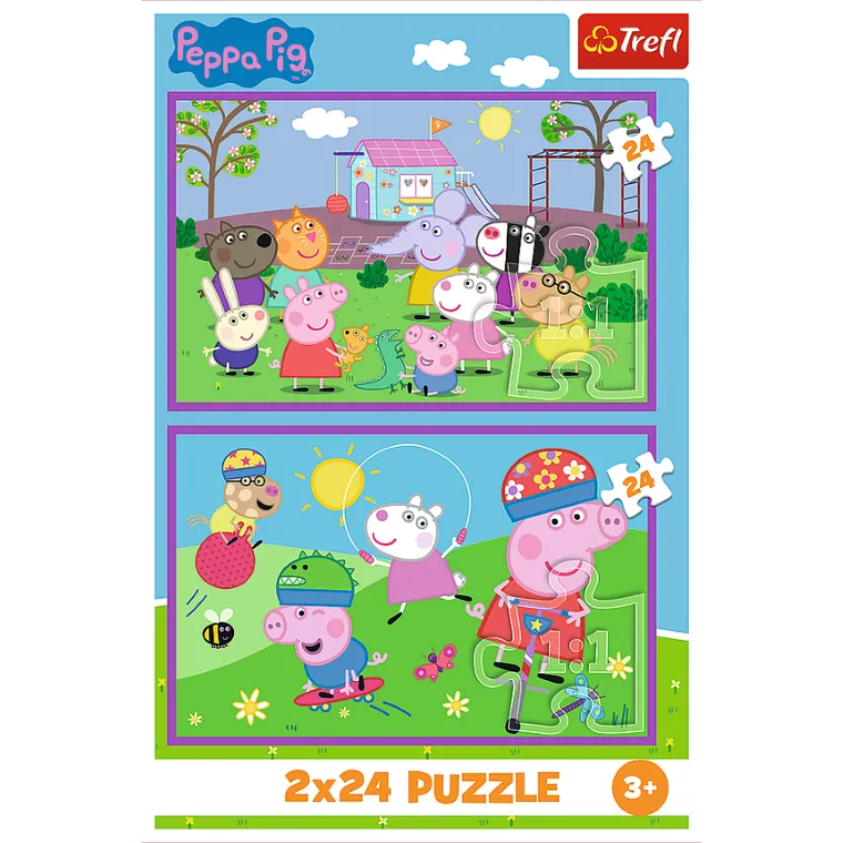 Trefl, Świnka Peppa, Peppa na placu zabaw, puzzle, 2-24 elementów