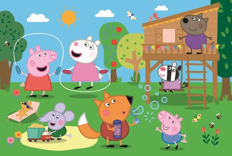 Trefl, Świnka Peppa, Zabawy na polanie, puzzle maxi, 24 elementy