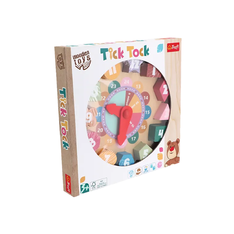 Trefl, Tick Tock, zegar, drewniana układanka do nauki liczenia i godzin