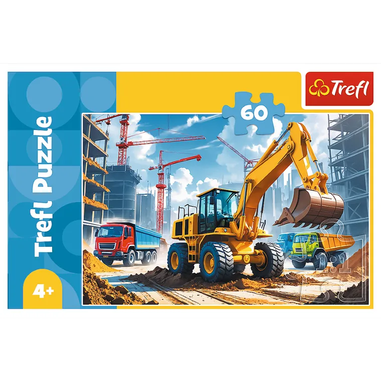 Trefl, Traktor koparko-ładowarka, puzzle, 60 elementów