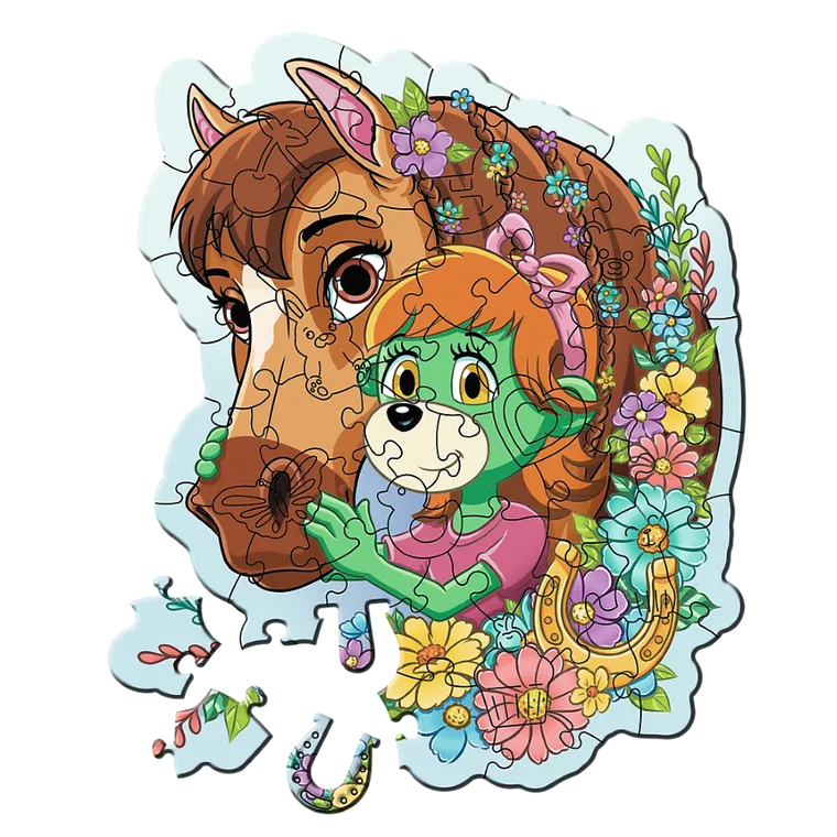 Trefl, Trefliki, Wesoła Rodzina Treflików, puzzle drewniane konturowe, 50 elementów