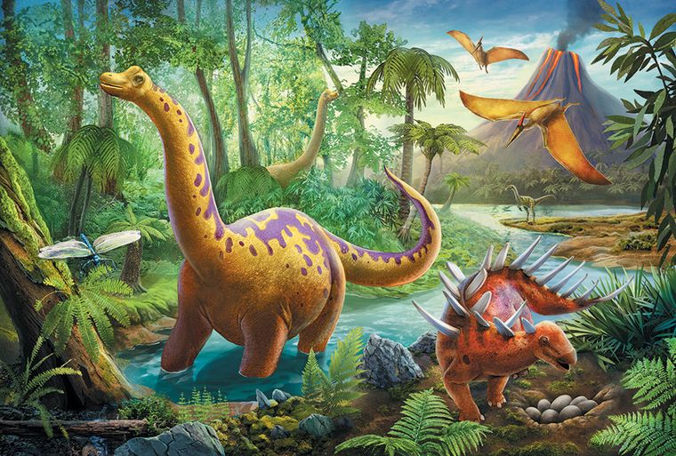 Trefl, Wędrówka dinozaurów, puzzle, 60 elementów