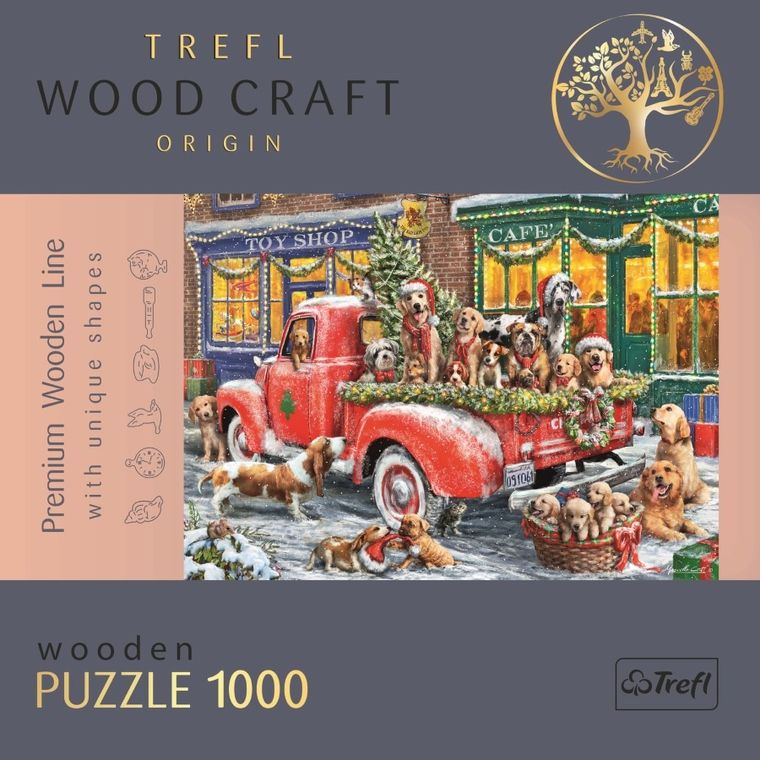 Trefl, Wood Craft, Pomocnicy Świętego Mikołaja, puzzle drewniane, 1000 elementów