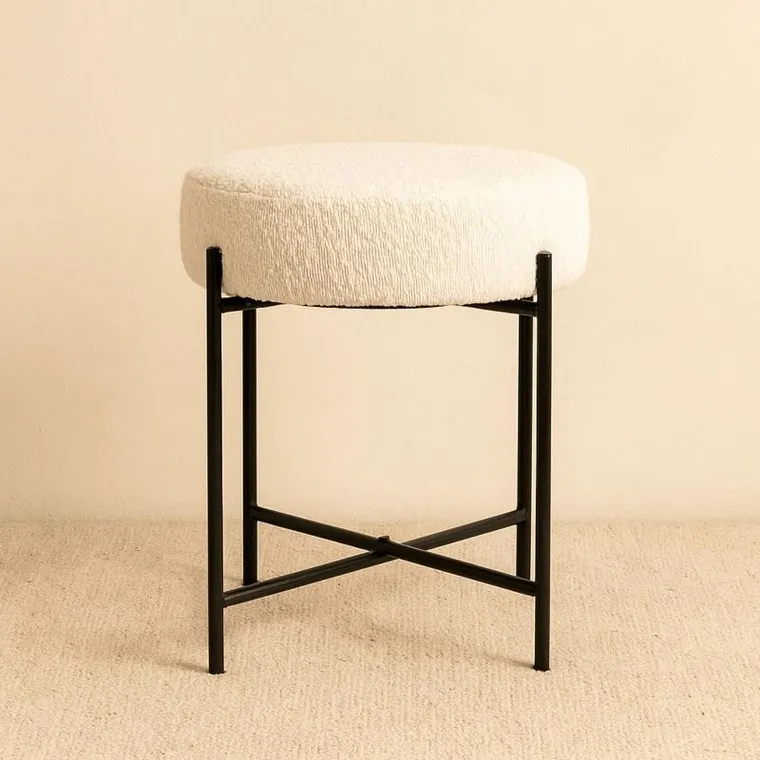 Trends 4 You, taboret z obiciem bouclé kruk, 36-40 cm