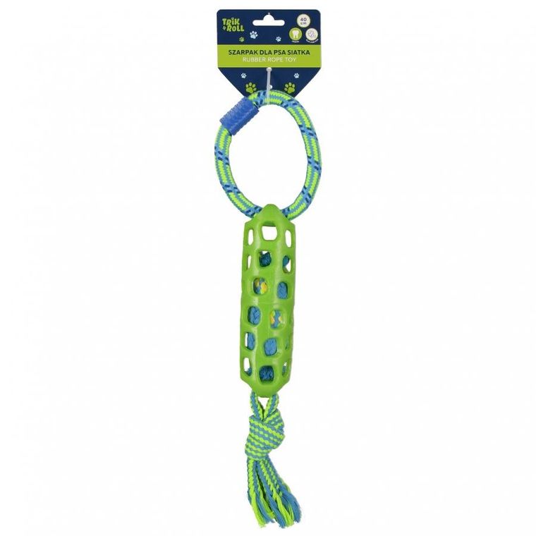 Trik&Roll, zabawka dla psa, szarpak z gumową siatką, zielony, 40 cm