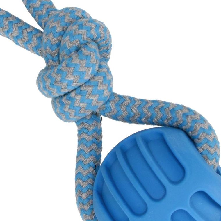 Trik&Roll, zabawka dla psa, szarpak z piłką, niebieski, 20 cm