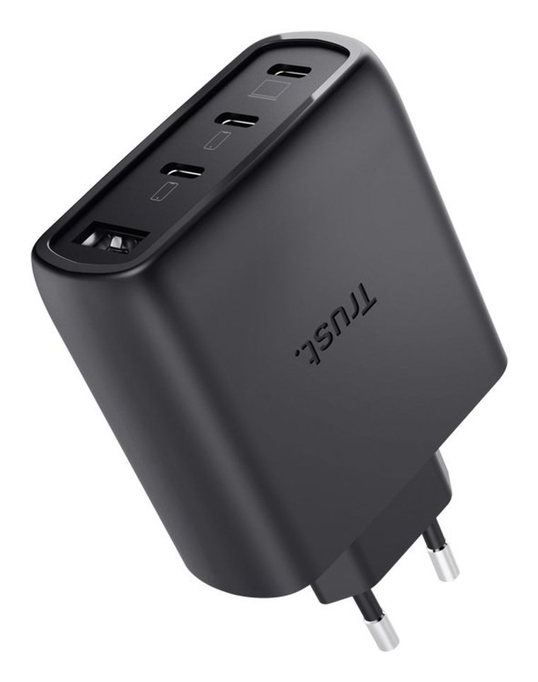 Trust, ładowarka, GaN 65W, 3xUSB-C, 1xUSB-A, czarna