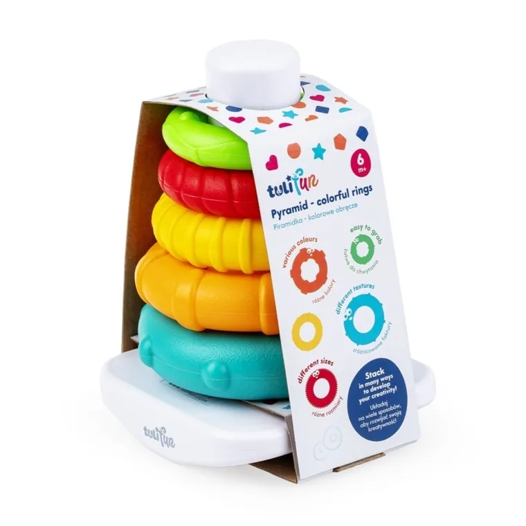 TuliFun, Kolorowe Obręcze, Piramidka, zabawka sensoryczna