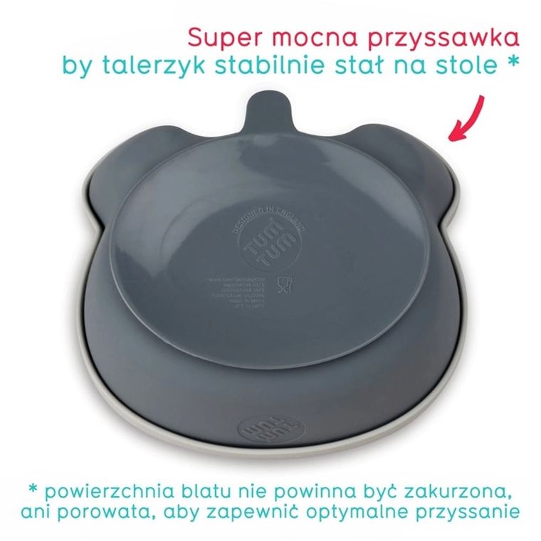 Tum Tum, miseczka z przyssawką i łyżeczką, Grey