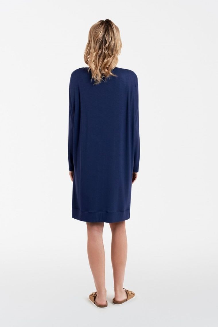 Tunika damska z długim rękawem, granatowa, Akord, Italian Fashion