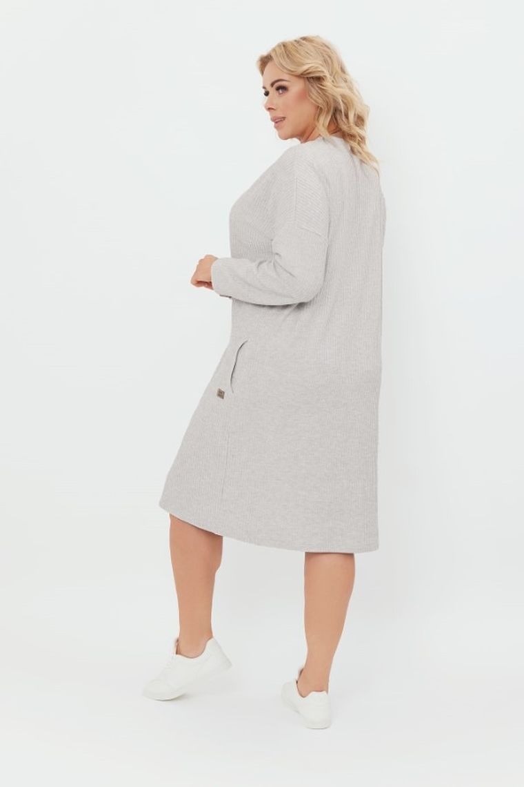 Tunika damska z długim rękawem, plus size, szara, Avira, Italian Fashion