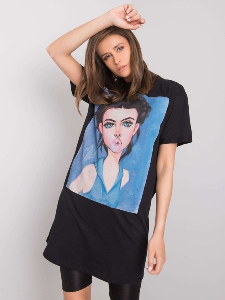 Tunika damska z krótkim rękawem, czarna, Sublevel