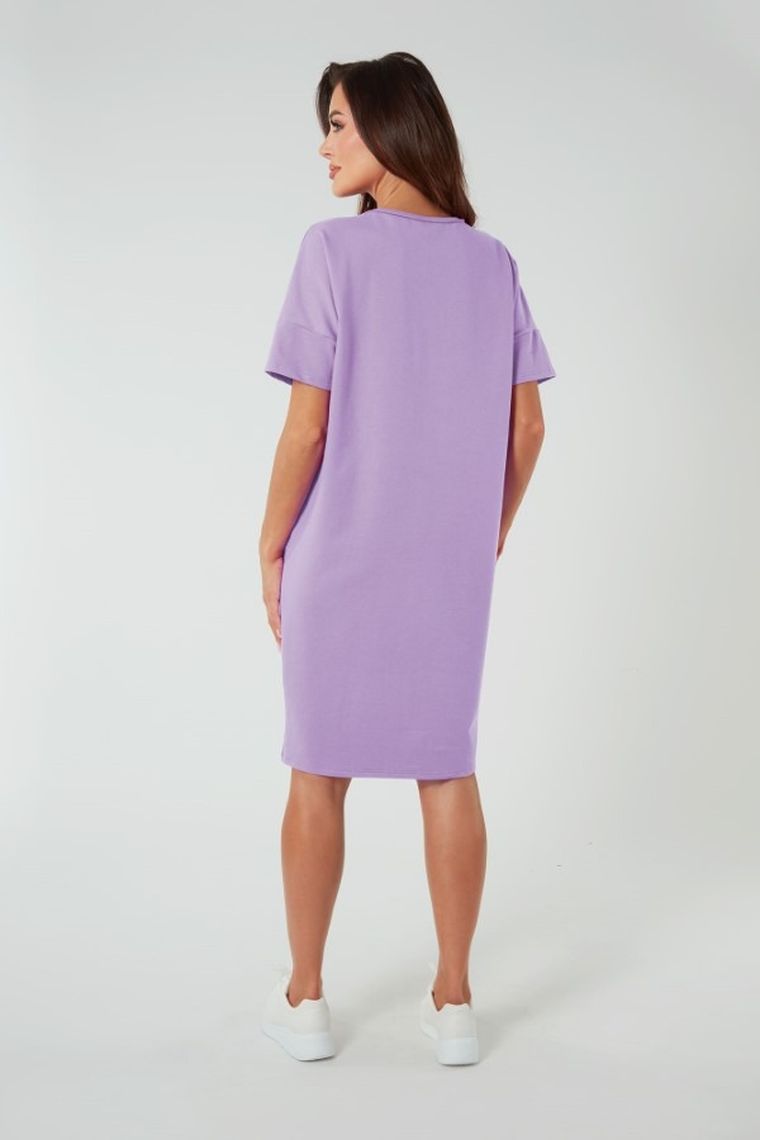 Tunika damska z krótkim rękawem, fioletowa, Stella, Italian Fashion