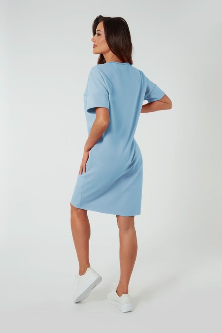 Tunika damska z krótkim rękawem, niebieska, Stella, Italian Fashion