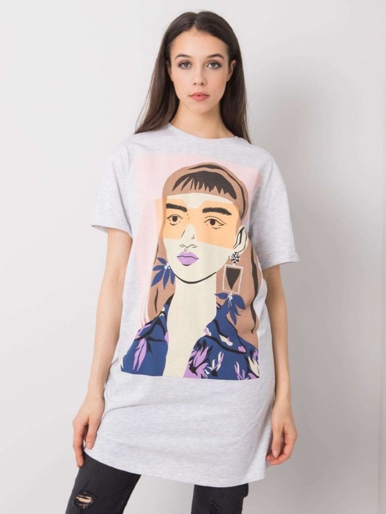 Tunika damska z krótkim rękawem, szara, Sublevel