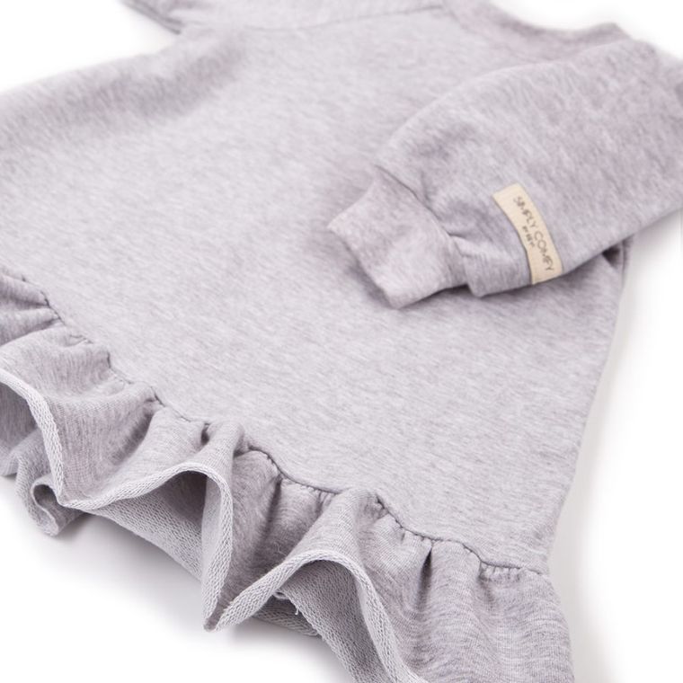 Tunika dziewczęca z długim rękawem, szara, falbanki, Eevi