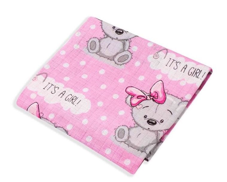 Tup Tup, Różowe Misie, pielucha tetrowa, 70-80 cm, 3 szt.