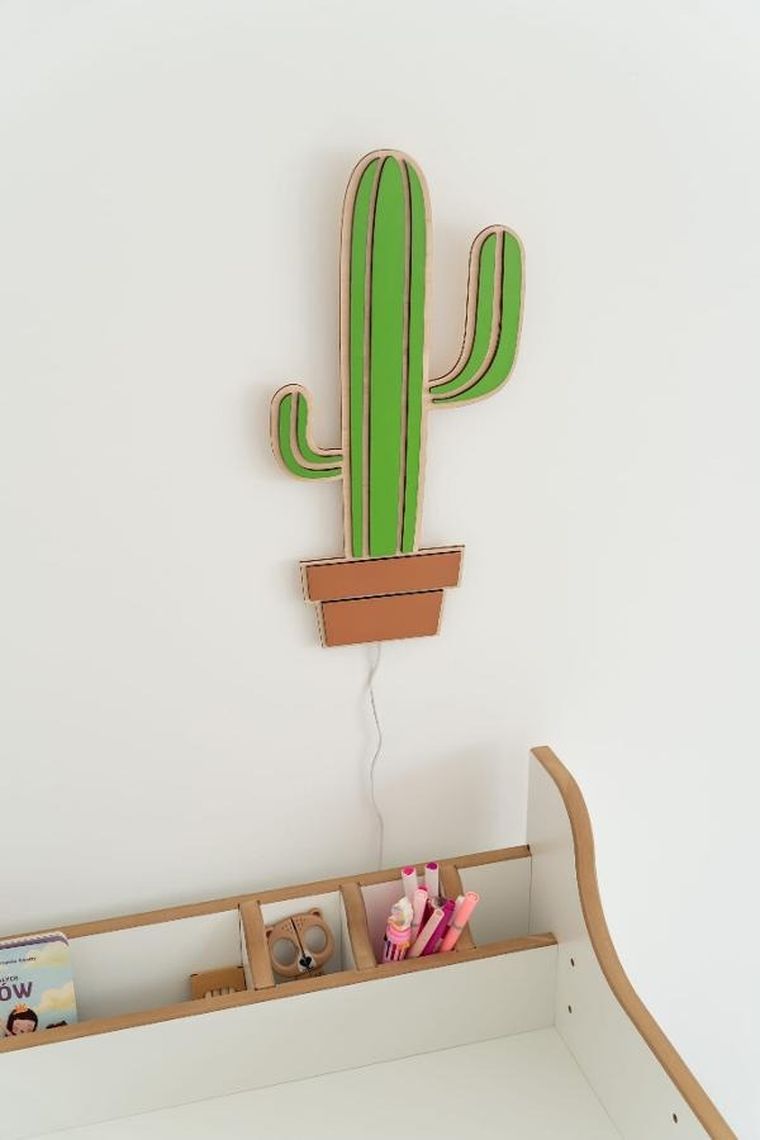 tupti.lights, lampka nocna dla dzieci, drewniana, kaktus