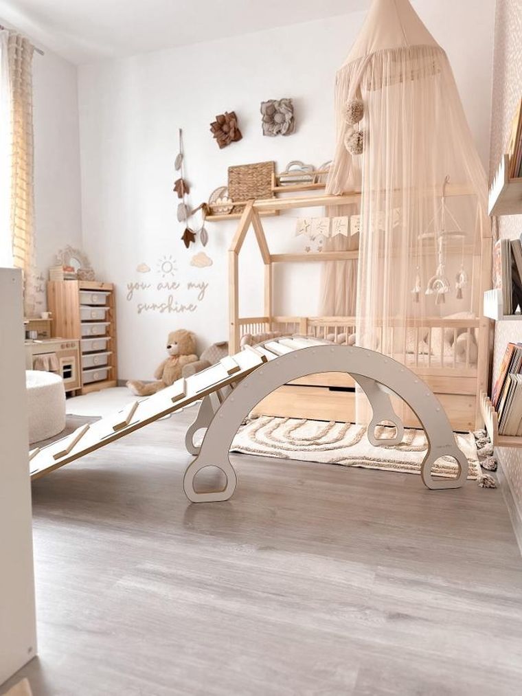 tupti.wood, 2w1: duży bujak montessori + duża zjeżdżalnia, drabinka