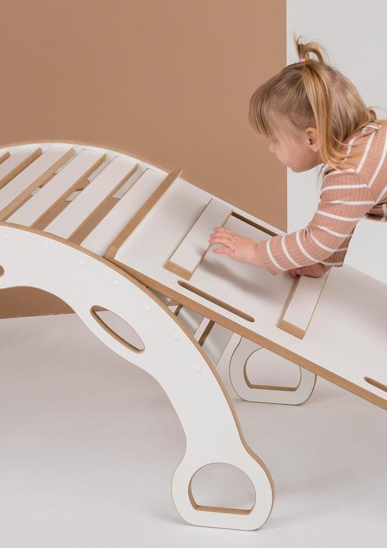 tupti.wood, duży bujak montessori z uchwytami + duża zjeżdżalnia, drabinka