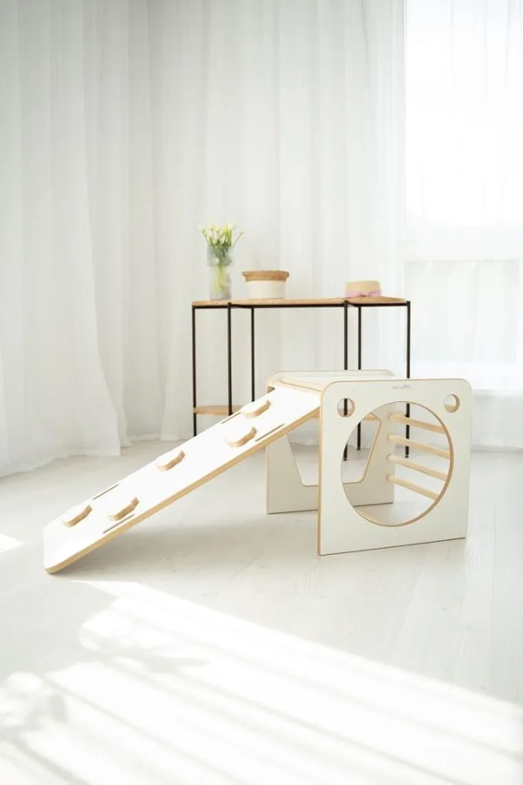 tupti.wood, kostka wielozadaniowa + mała zjeżdżalnia, chmurki