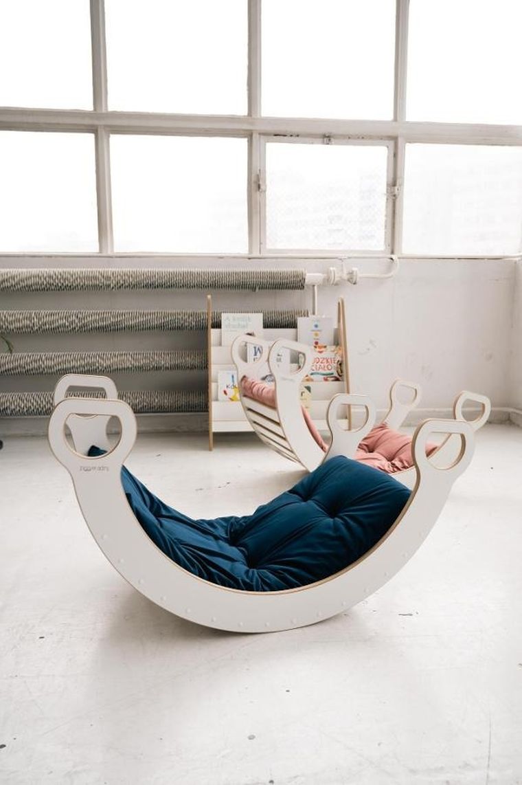 tupti.wood, poduszka do bujaka montessori, materac, granatowy