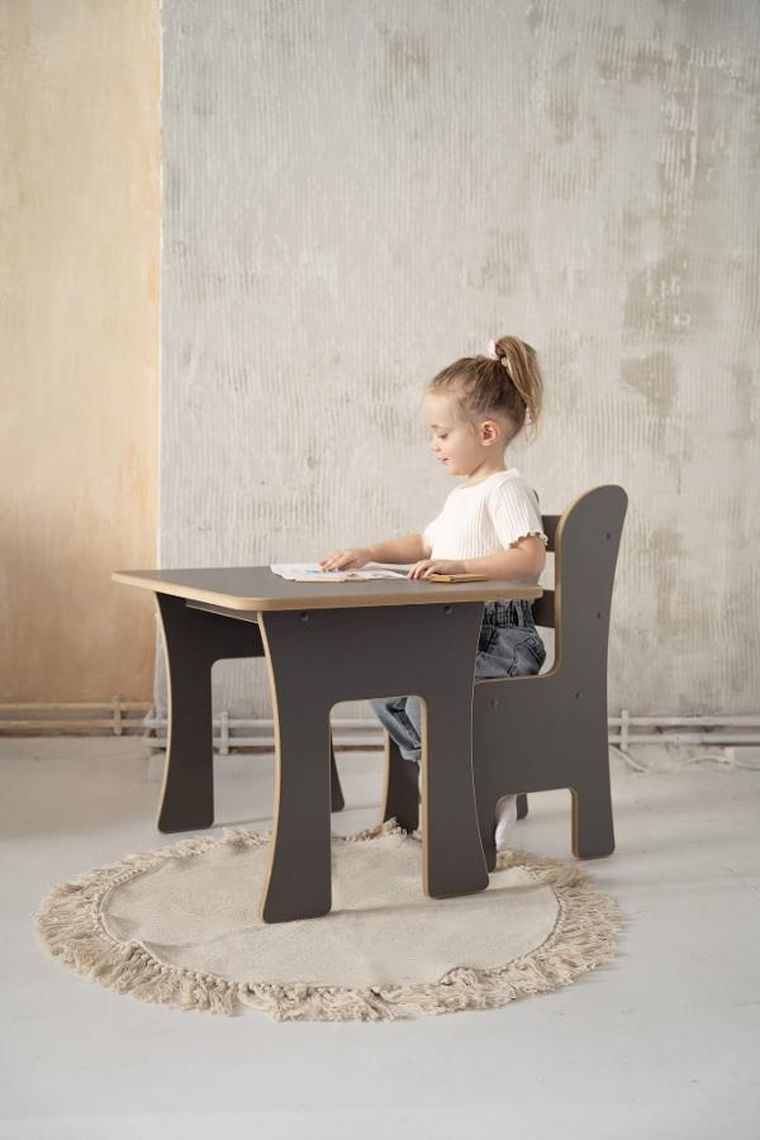 tupti.wood, stolik + krzesełko, szare