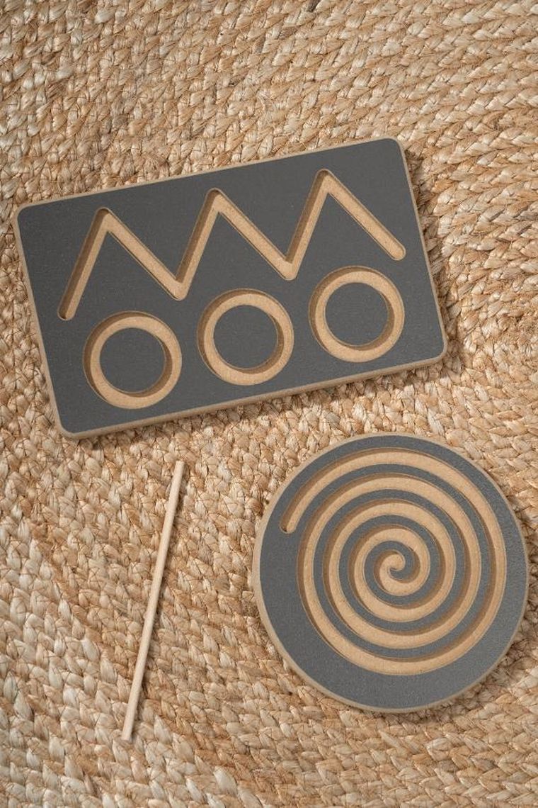 tupti.wood, tabliczka grafomotoryczna, peak, szara