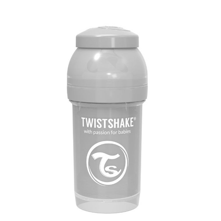Twistshake, butelka antykolkowa, 180 ml, pastelowa szara