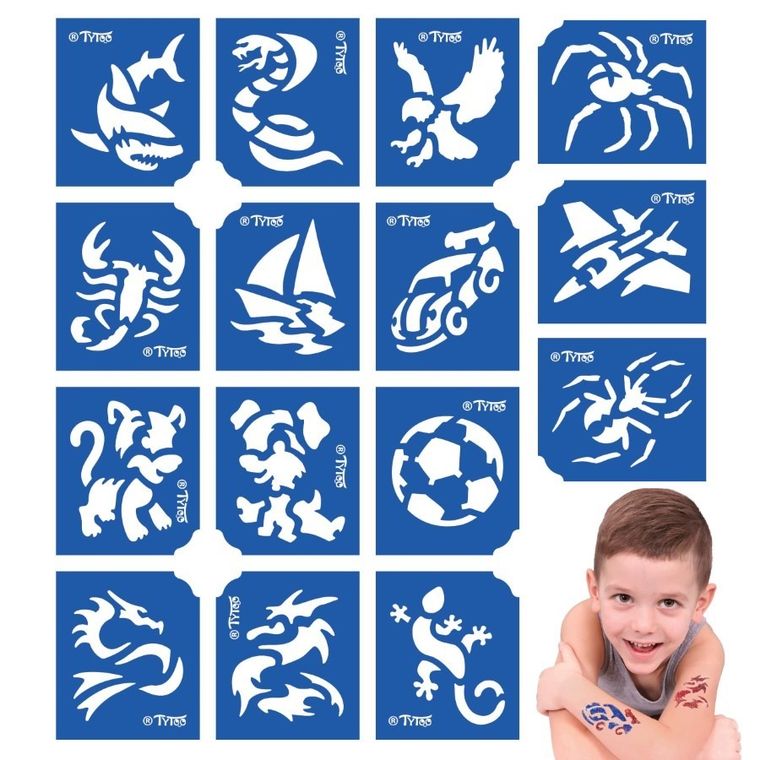 TyToo, zestaw szablonów do tatuaży, odważny, 15 elementów