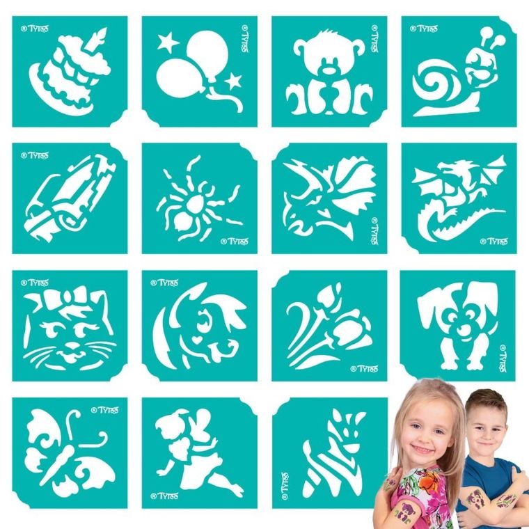 TyToo, zestaw szablonów do tatuaży, wszystkiego najlepszego, 15 elementów
