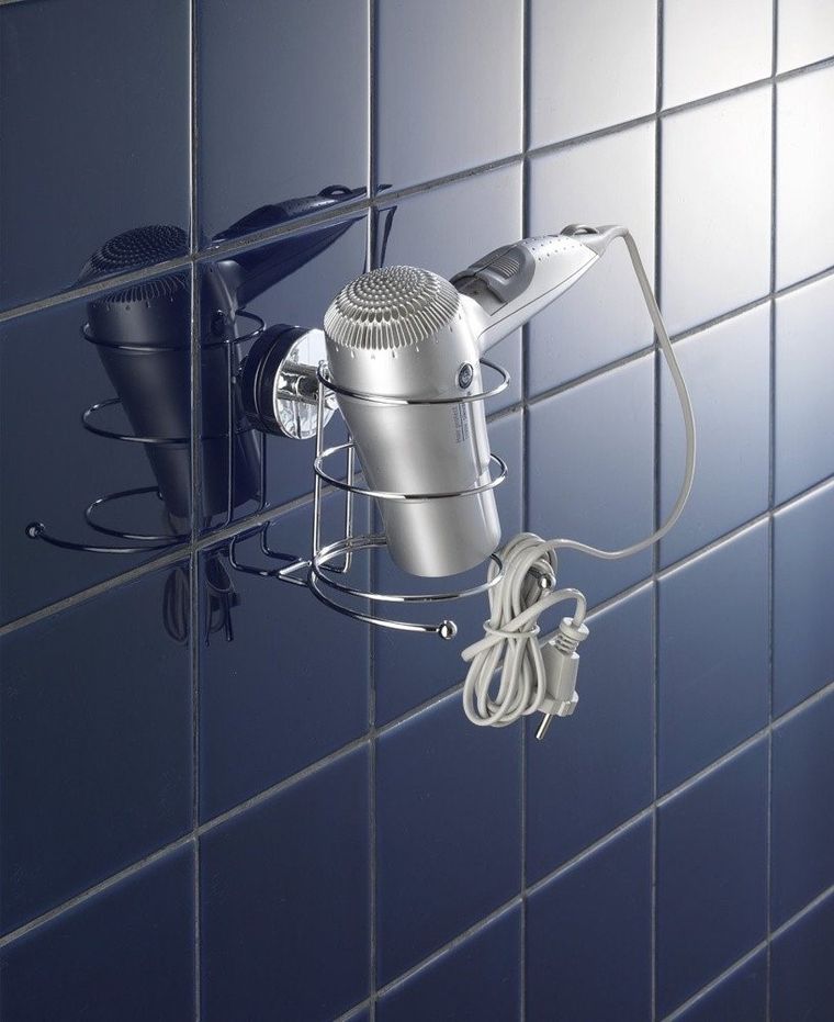 Uchwyt na suszarkę do włosów, Milazzo, Vacuum-Loc, stal chromowana