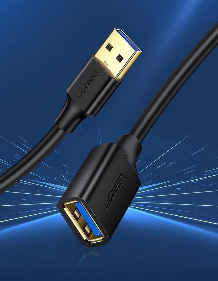 Ugreen, kabel, przedłużacz przejściówka, USB 3.0 (żeński)-USB 3.0 (męski), 1m, czarny