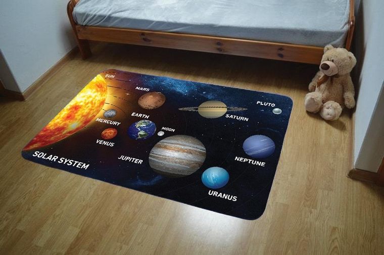 Układ słoneczny, dywan dla dzieci, ultra miękki, po angielsku, 100-150 cm
